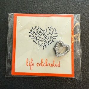 Silver Heart Charm with Crystals